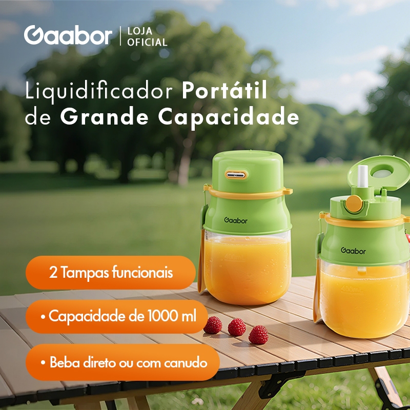 Gaabor Liquidificador Portátil 1500mAh 10 a 14 Copos Carregamento Rápido TypeC C