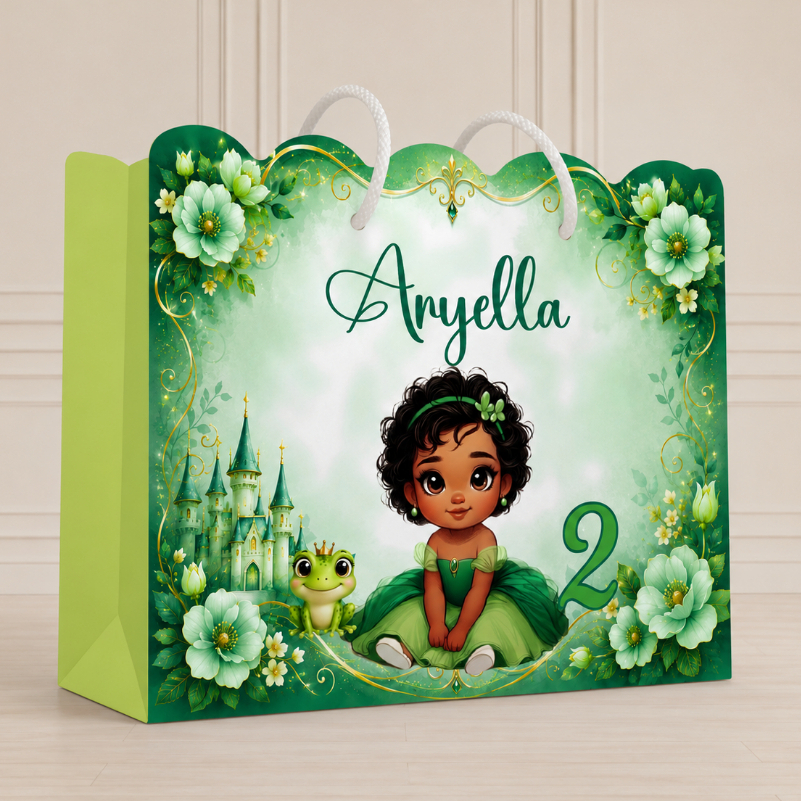 Sacolinha Personalizada A PRINCESA E O SAPO TIANA baby Infantil -Festa Lembrancinhas Aniversário Mimo