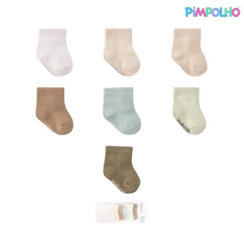 Kit 7 Pares De Meias Bebe Prematuro Lisa Algodão Pimpolho 3 Tamanhos Meias Prematuras Bebes — imagem 2 de 2