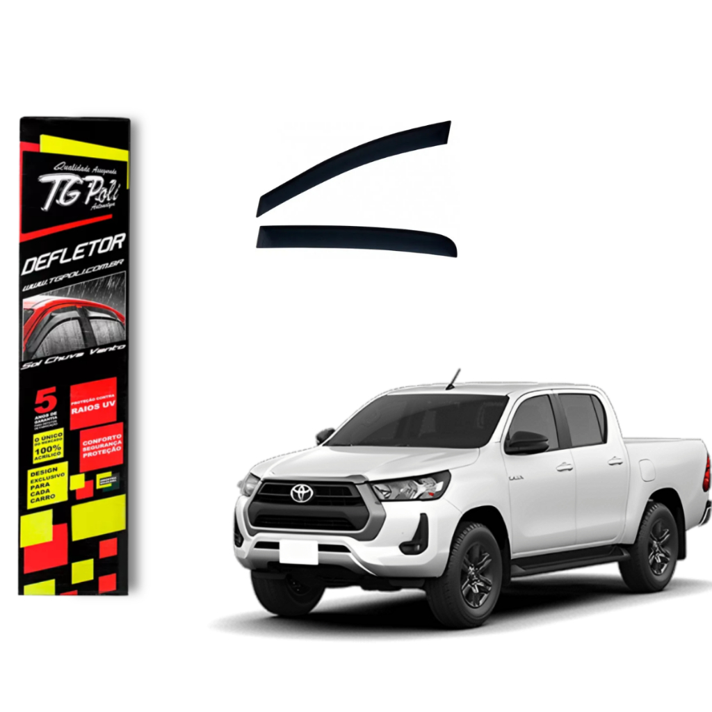 Calha de Chuva Toyota Hilux 2016 a 2026 TG Poli Defletor 4 portas Protetor Janelas Fumê