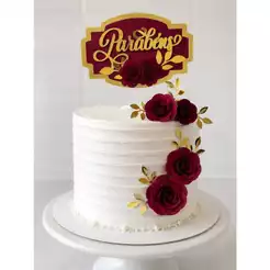 TOPO DE BOLO LUXO PERSONALIZADO PARABÉNS