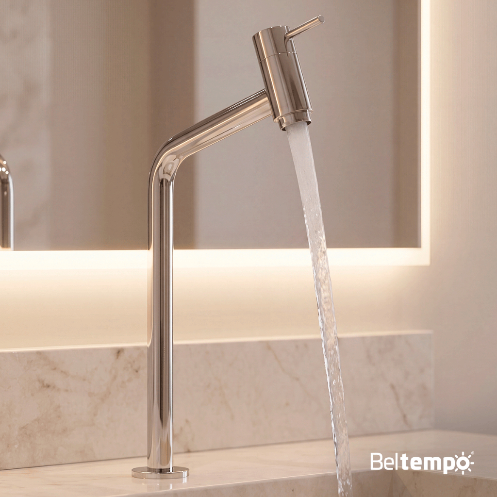 Torneira Banheiro Lavabo Bica Alta Bancada Inox Link 45° Beltempo