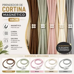 Kit Prendedor de Cortina Magnético Abraçadeira com Ímã Cinto de Cortina Corda Pérolas Decoração Sala