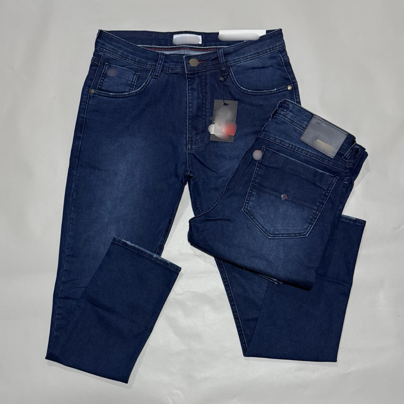 Calça Jeans Masculina Slim Fit Azul Escuro Lavagem Tradicional Premium