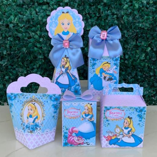 Kit Caixinhas Personalizada Festa Alice No Pais das Maravilhas - Lembrancinhas - Pegue e Monte