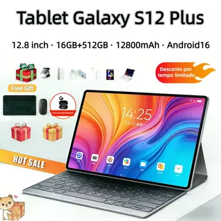 【Teclado + Mouse Grátis+Alto-falantes】Galaxy Tablet S12Plus 16 GB + 512GB 12.8-inch 12800mAh Android