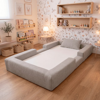 Cama Montessoriana Berço Ninho 100% Espuma Cinza Keiko