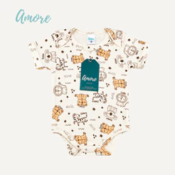 Body para Bebê Amore Manga Curta Coleguinha 100% Algodão Infantil