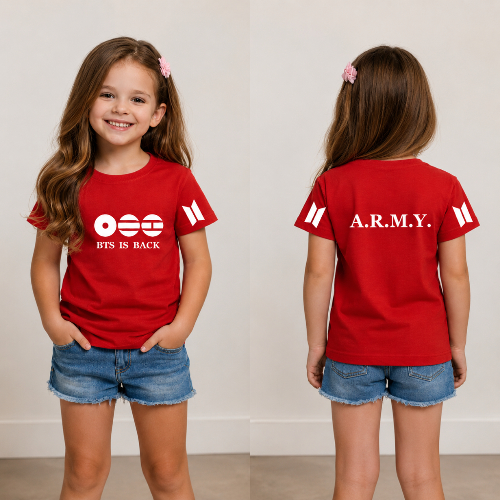 Camiseta Infantil BTS Algodão 100% | K-Pop | Confortável | Novo Álbum Turnê World Brasil Tam. 02 ao 16