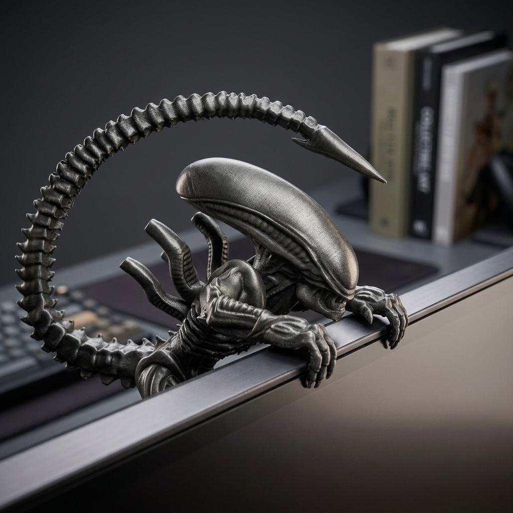 Alien para Monitor – Estátua Alienígena Metamorfo Sci-Fi Decorativa para Setup Gamer