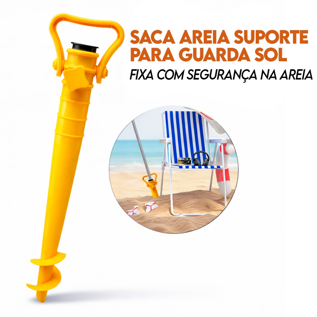 Saca Areia Com Suporte Furador Para Guarda Sol Alta Pressão Praia Verão