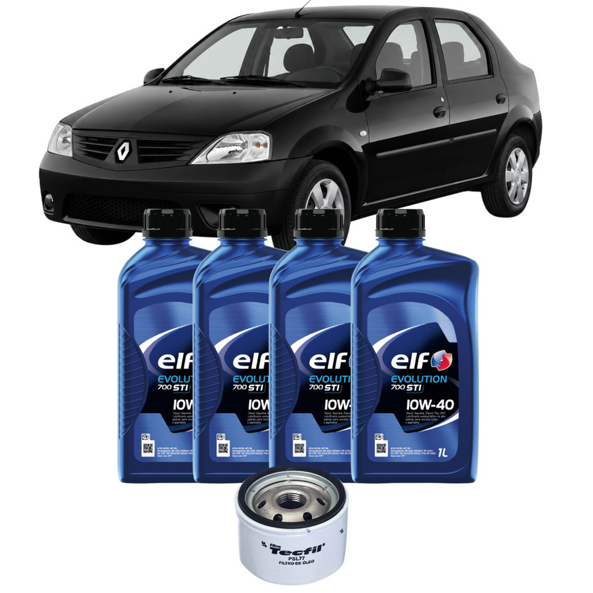 Kit Troca de Óleo Renault Logan 1.6 8v 2007/2012 10W40 ELF
