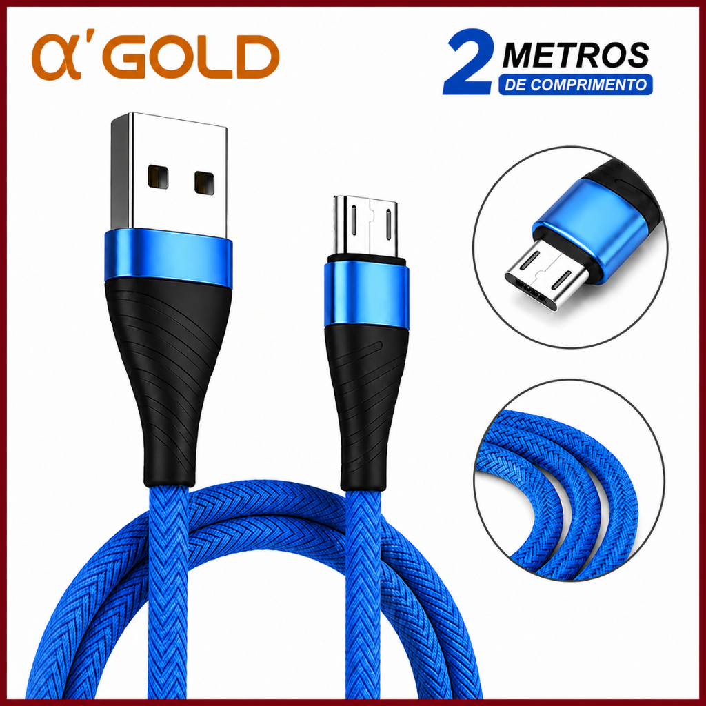 Cabo Carregador V8 Carga Rápida 2 Metros Android Reforçado Micro USB Original Inova
