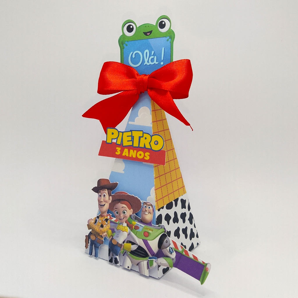 Caixa Pirâmide Personalizada Toy Story para lembrancinha de aniversário festa infantil