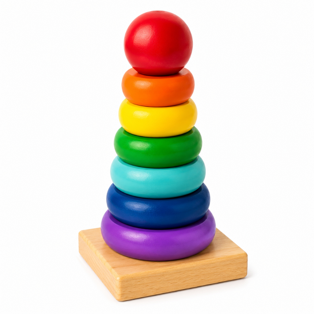 Brinquedo Educativo Torre Madeira Hanói Empilhar Autista Colorido