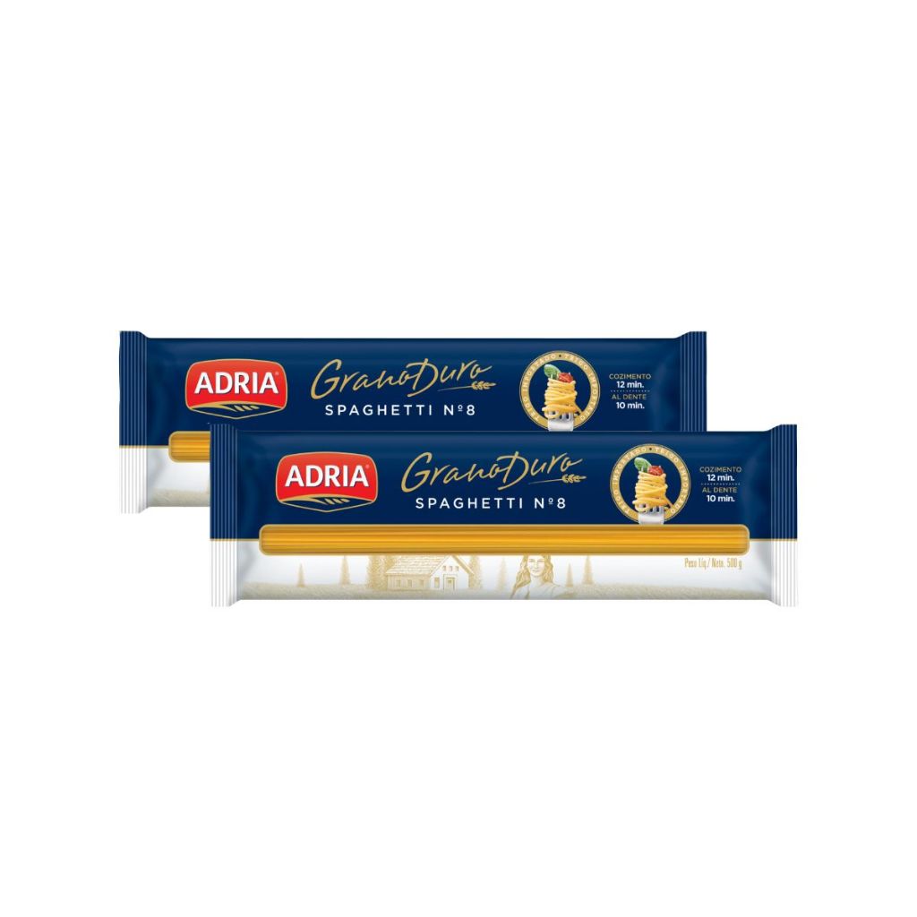 Kit 2un Macarrão Grano Duro Adria Spaghetti 500g