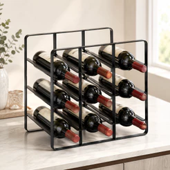 Adega Empilhável Organizador de Vinho Suporte Para 9 Garrafas De Vinho De Mesa Para Casa Decoração F
