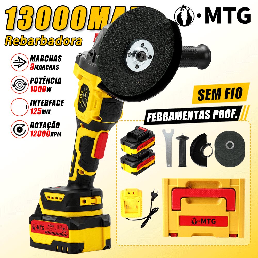 Esmerilhadeira/Lixadeira Profissional 2 Baterias 21V + Maleta Bivolt