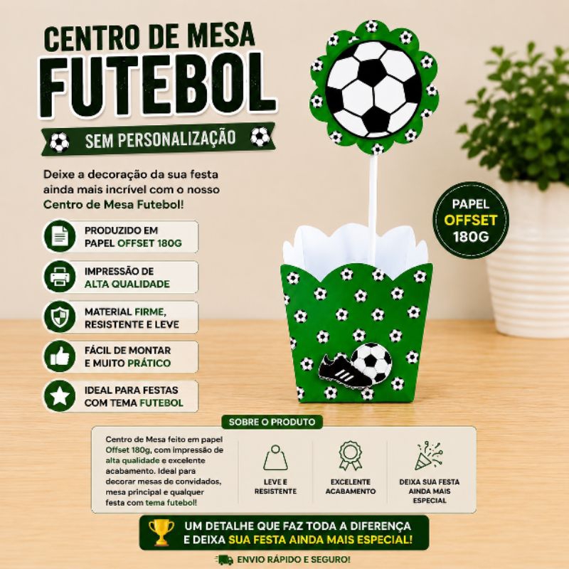 Centro de mesa PEGUE E MONTE - Tema Futebol - aniversario - lembrancinhas-ENVIO IMEDIATO