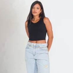 Cropped Feminino Regata Suplex Premium Moda Verão Básico Moderno Modelagem Ajustada Forro Duplo Sem Transparência