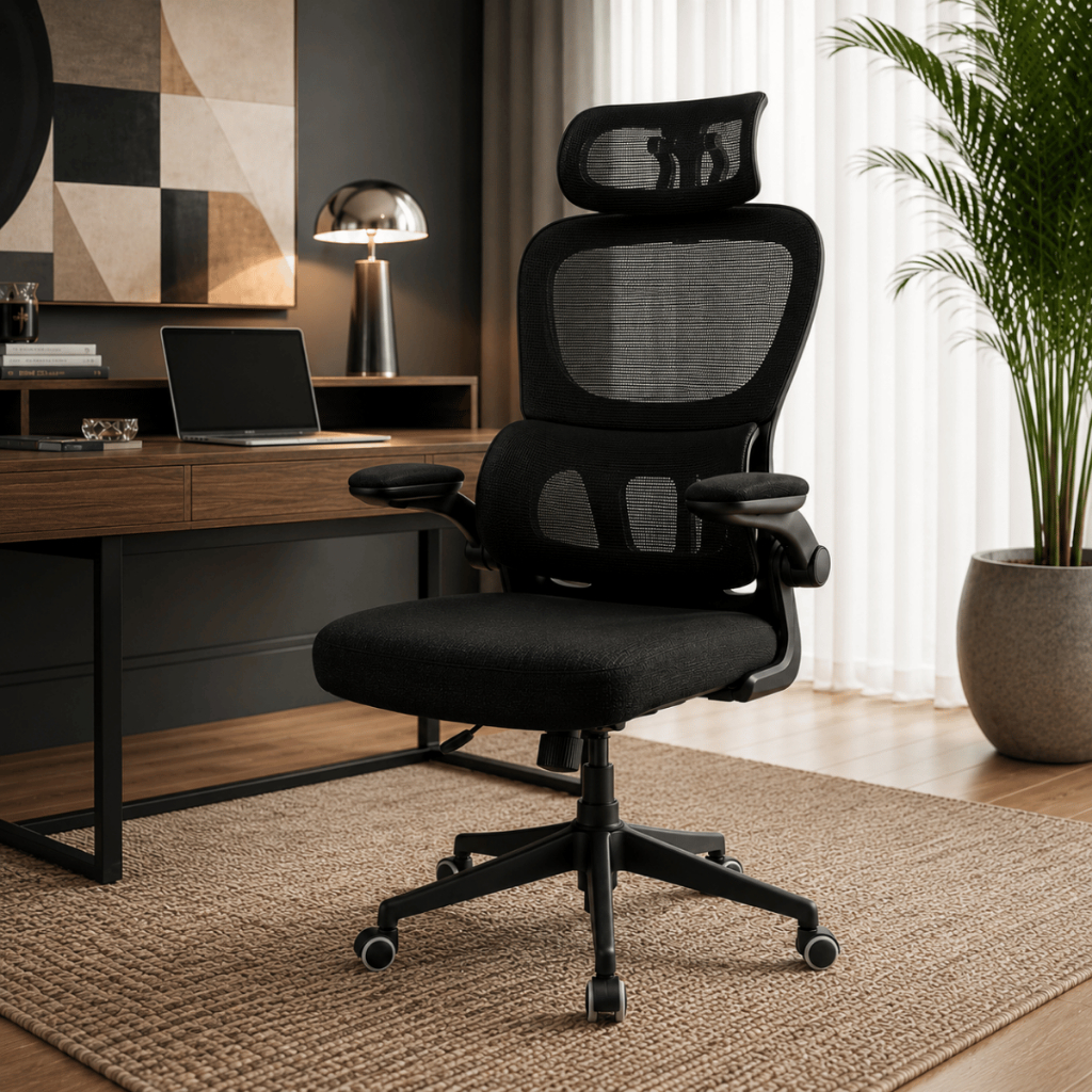 Cadeira Escritório Ergonômica Premium Mesh Giratória Braços Reguláveis Lombar …