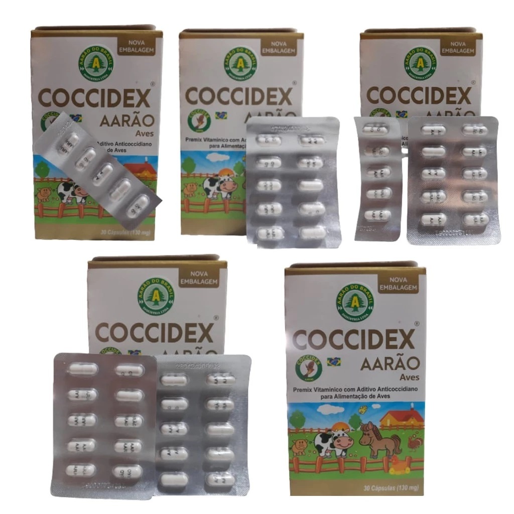 Coccidex AARÃO 5, 10, 15, 20, 30 cápsulas p/ coccidiose e peito seco - 130mg