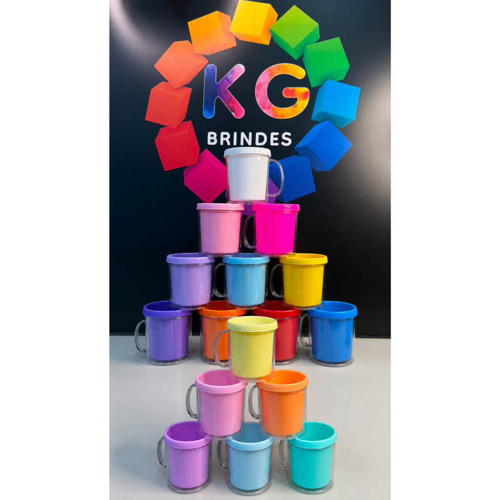Caneca Foto Colorida 330ml Kit 100 Unidades Lembrancinha Festa Infantil Pintura Presente