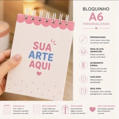 Bloco de notas A6 Personalizado com Capa Dura e Wire-O | Nome, Tema ou Sua Arte