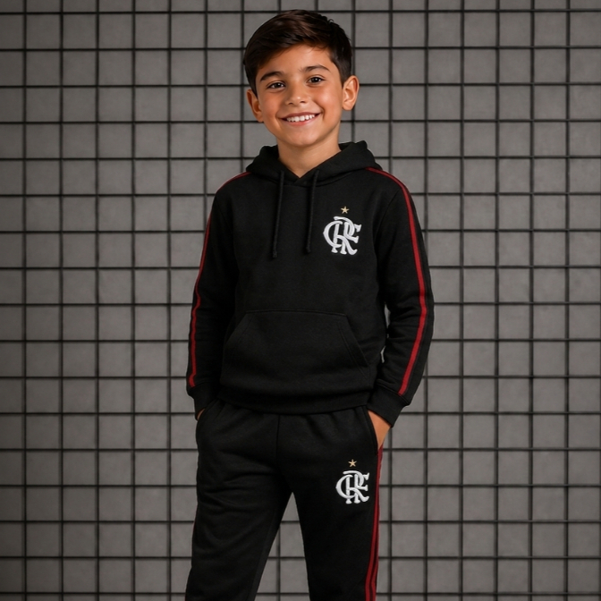 conjunto de frio agasalho com capuz masculino para meninos do 2 anos ate 14 anos - agasalho moletom quentinho