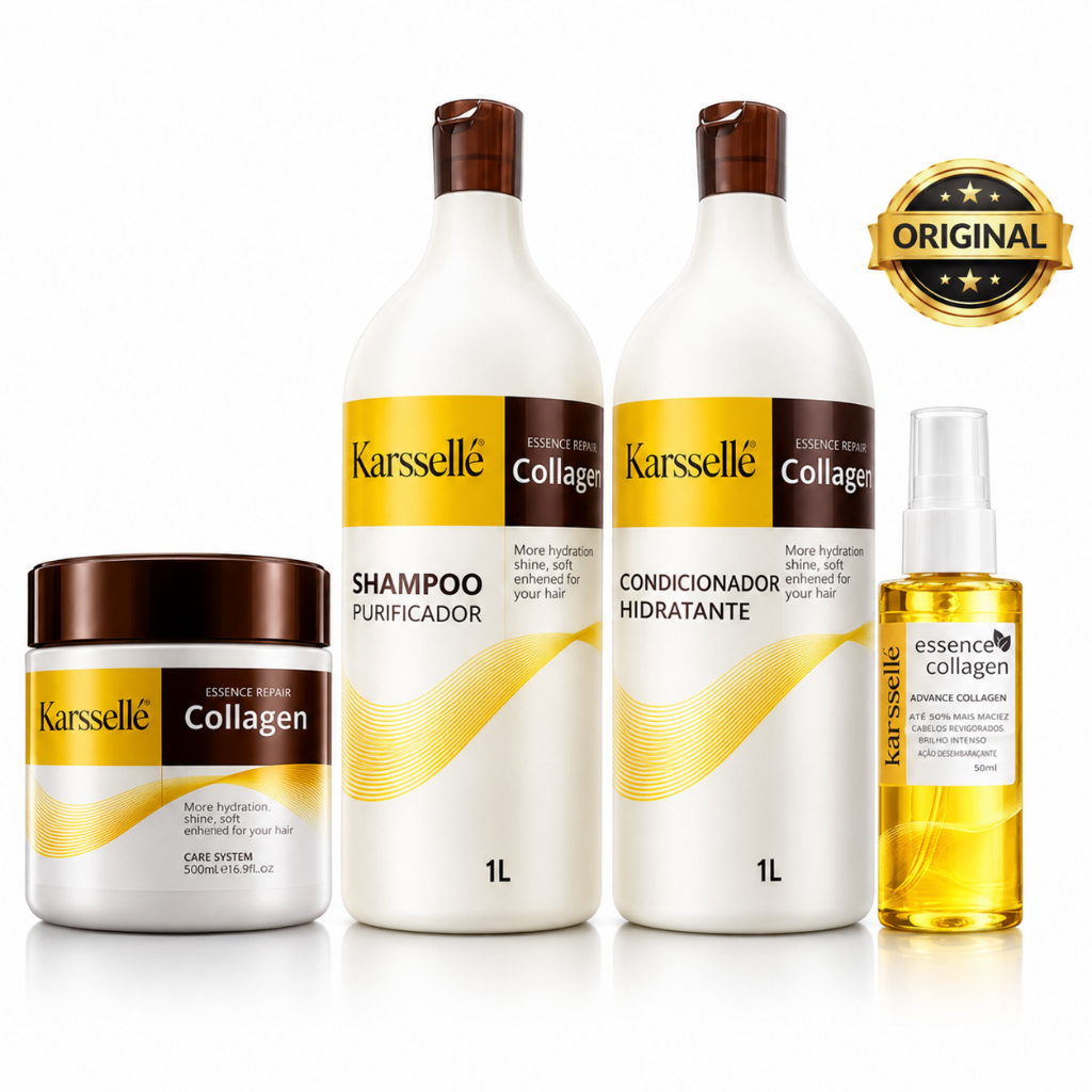Kit Completo Karssellé – Shampoo 1L + Condicionador 1L + Máscara 500ml + Óleo 60ml