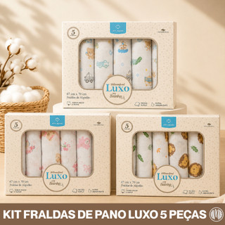 Fralda de Pano Bebê Luxo Bainha 100% Algodão Incomfral Caixa 5 Unidades