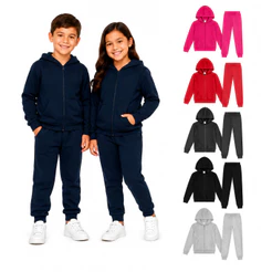 Conjunto Moletom Infantil Inverno Completo Capuz Zíper + Calça Super Quentinho e Confortável