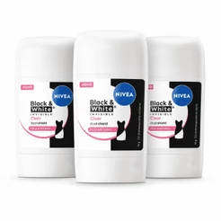 KIT NIVEA Desodorante Stick Antitranspirante Black & White Invisible Clear 54g - 3 Unidades