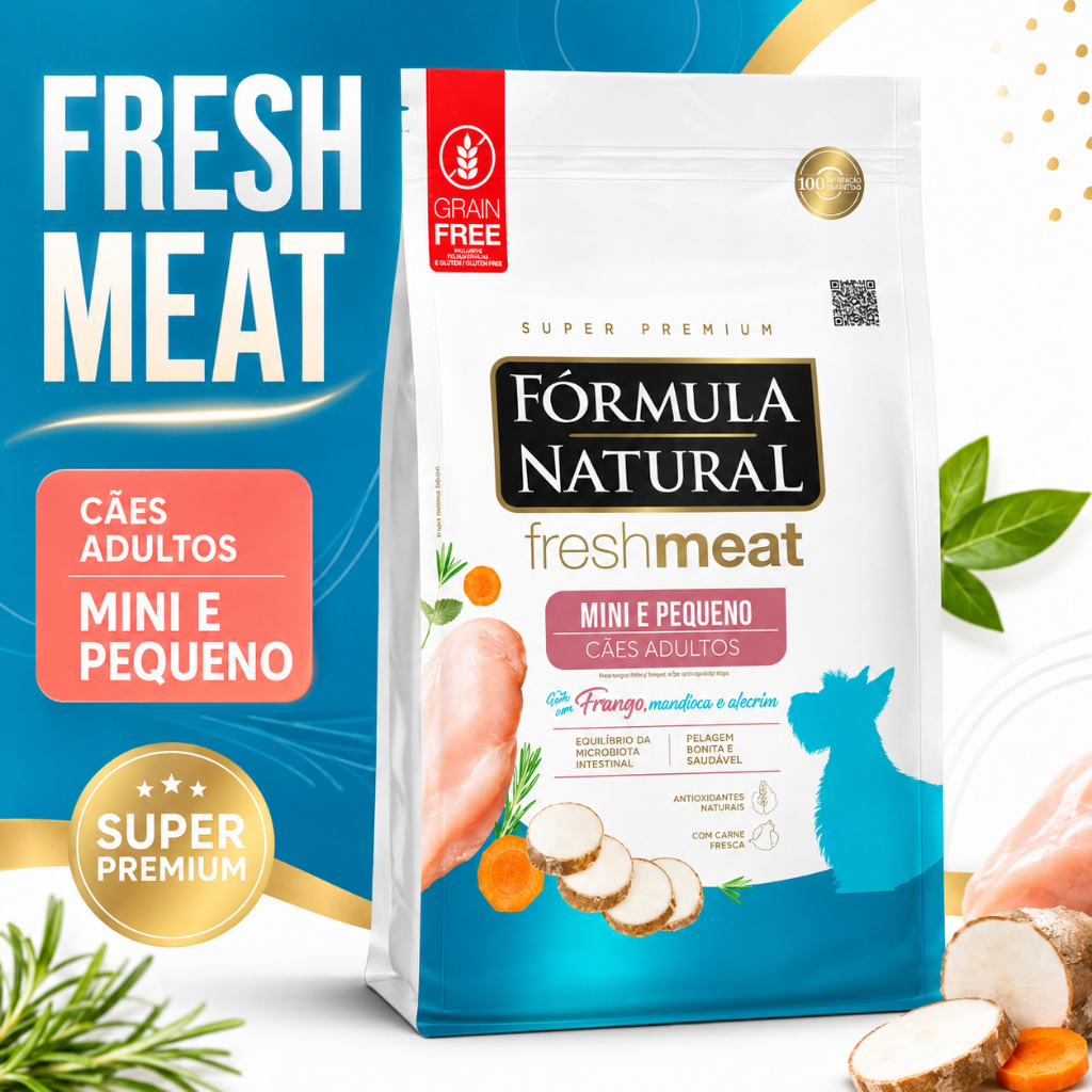 Ração Fórmula Natural Fresh Meat Cães Adultos Mini Pequeno 1kg 2x500g