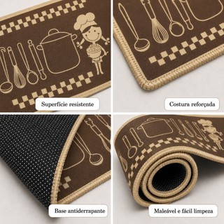 Jogo De Tapete Passadeira Cozinha Belga Emborrachado Antiderrapante