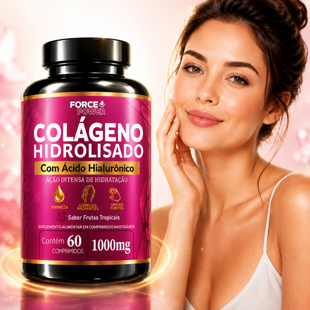 Colageno Hidrolisado com Acido Hialuronico 60 Comprimidos - COLÁGENO PARA UNHAS PELE E CABELO