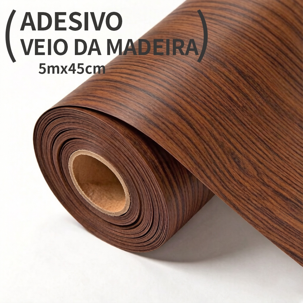 Vinil Madeira Escuro Autoadesivo Impermeável Loja Escritório Reforma Móveis Parede 10m