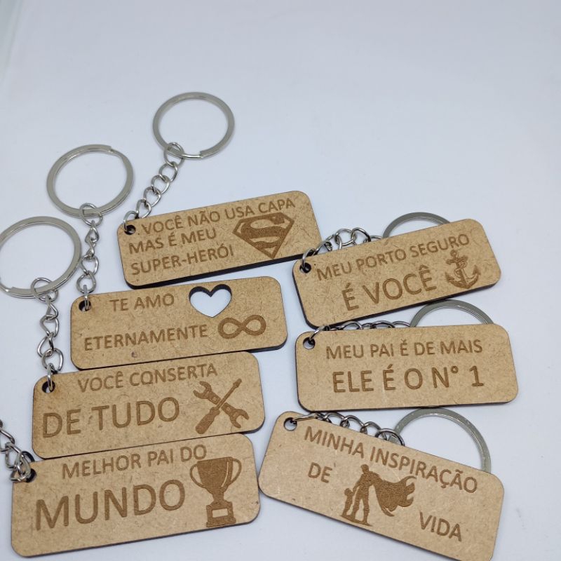 Kit 10/30 Chaveiros de dia dos pais para presentes, brindes e lembrancinhas em MDF cru.