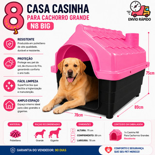 Casinha Plástica Desmontável Cachorros Cães Grande Porte N 8