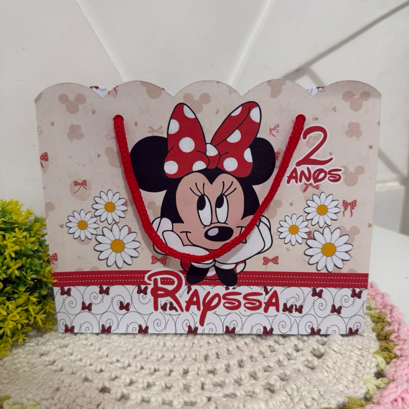 SACOLINHA PERSONALIZADA MINNIE -  QUALQUER TEMA - ANIVERSÁRIO (PEGUE E MONTE) - LEMBRANCINHA MINNIE - KIT FESTA