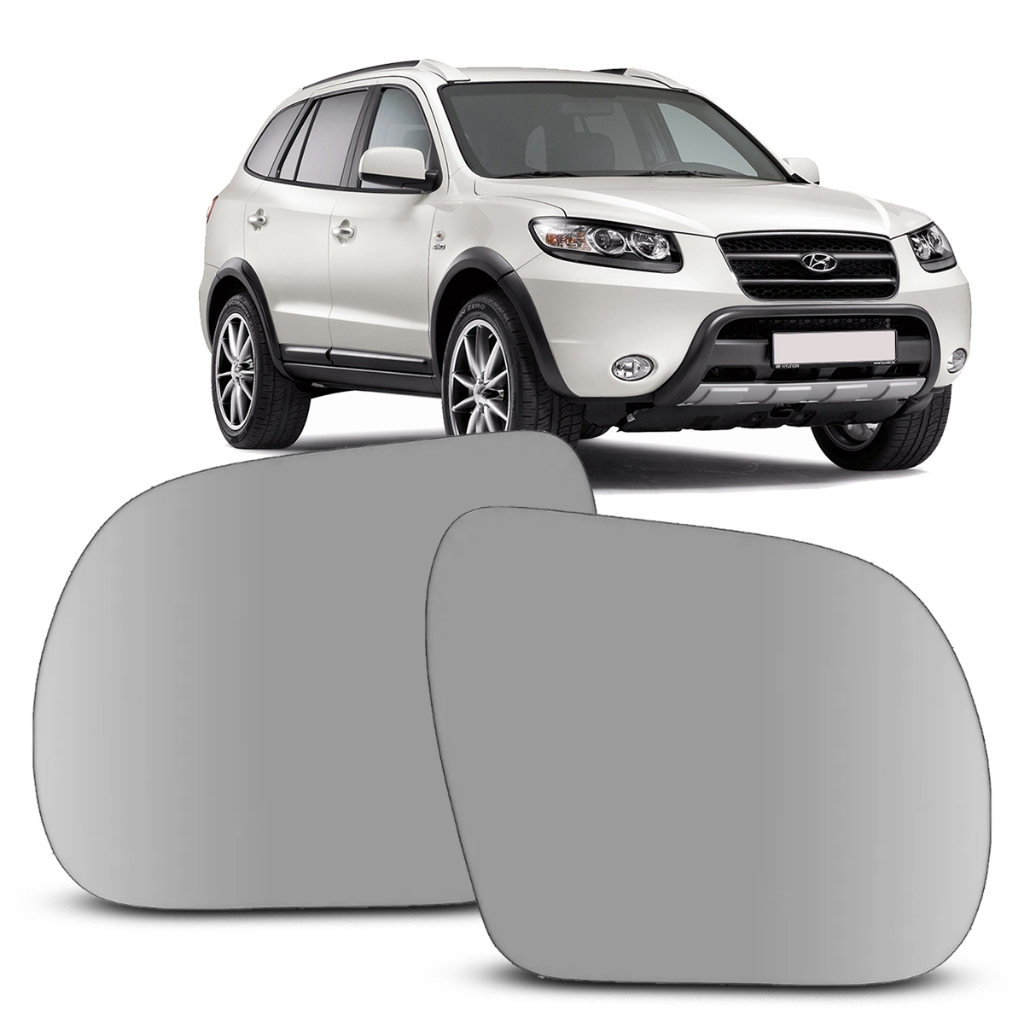 Lente Espelho Retrovisor Santa Fé 2006 a 2013 Convexo Com Base