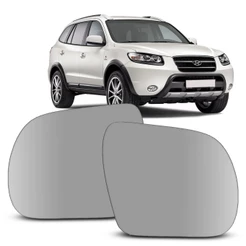 Lente Espelho Retrovisor Santa Fé 2006 a 2013 Convexo Com Base