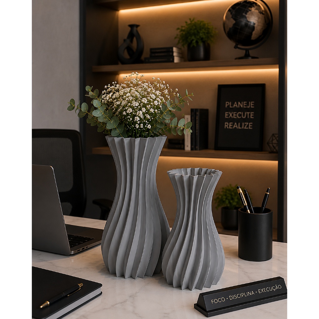 Vaso Cachepot Espiral Origami Frisado | Decoração | Aniversário | Festa | Chá de bebê e revelação | Lembrancinha | Mesa — imagem 3 de 3