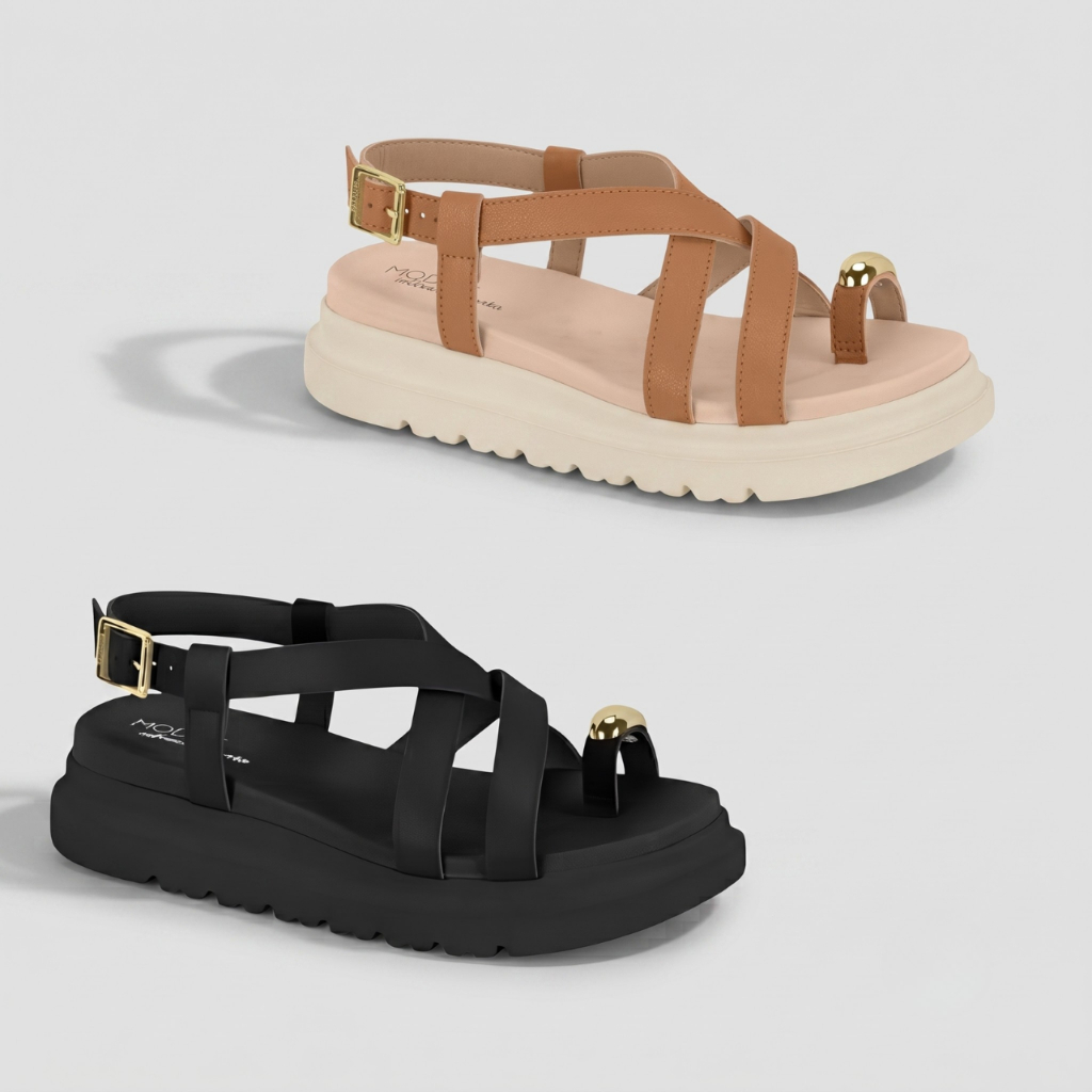 Sandália Feminina Modare Flatform Tiras Cruzadas Dedo Metalico Moderna Estilosa