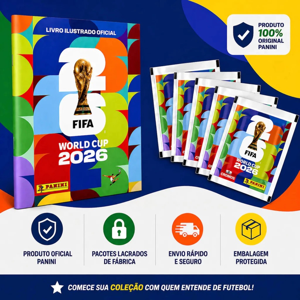 Kit Álbum Copa do Mundo 2026 Fifa World Cup Colecionável + Figurinhas Capa Mole + Porta Figurinha