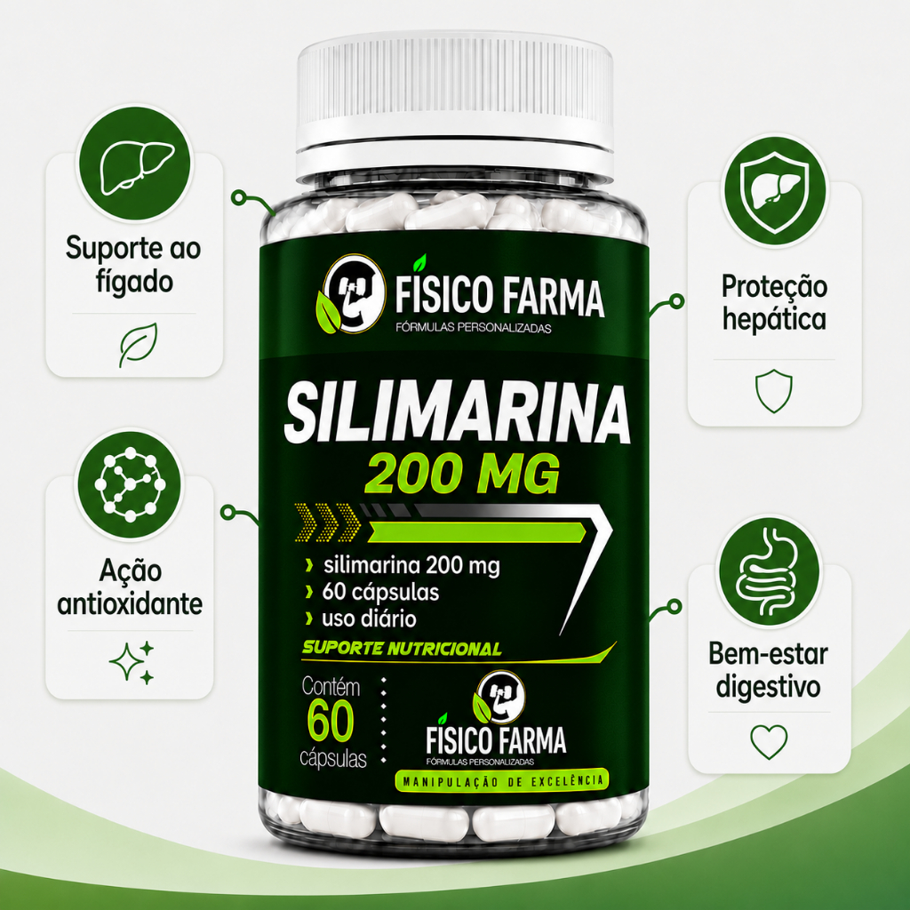 SILIMARINA 200 MG SAÚDE DO FÍGADO, SAÚDE HEPÁTICA 60 CÁPSULAS