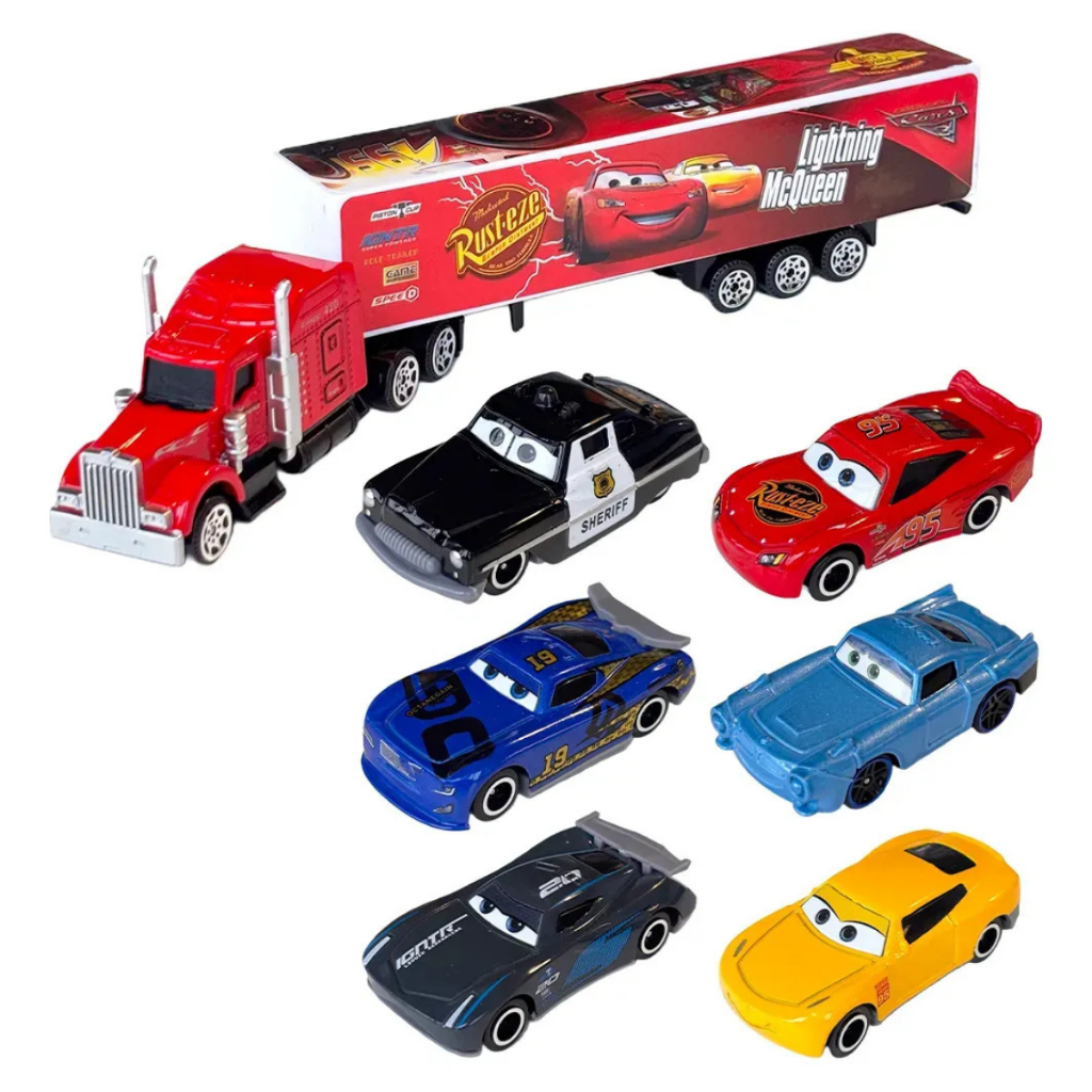 Kit Carrinhos Metal Filme Carros Relâmpago McQueen Miniaturas Colecionáveis Caminhão Disney Pixar Brinquedo Infantil