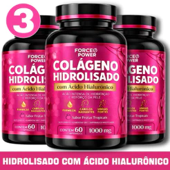 Kit 3 Colágeno Hidrolisado com Ácido Hialurônico para Pele - Envio em 24 horas