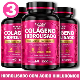 Kit 3 Colágeno Hidrolisado com Ácido Hialurônico para Pele - Envio em 24 horas