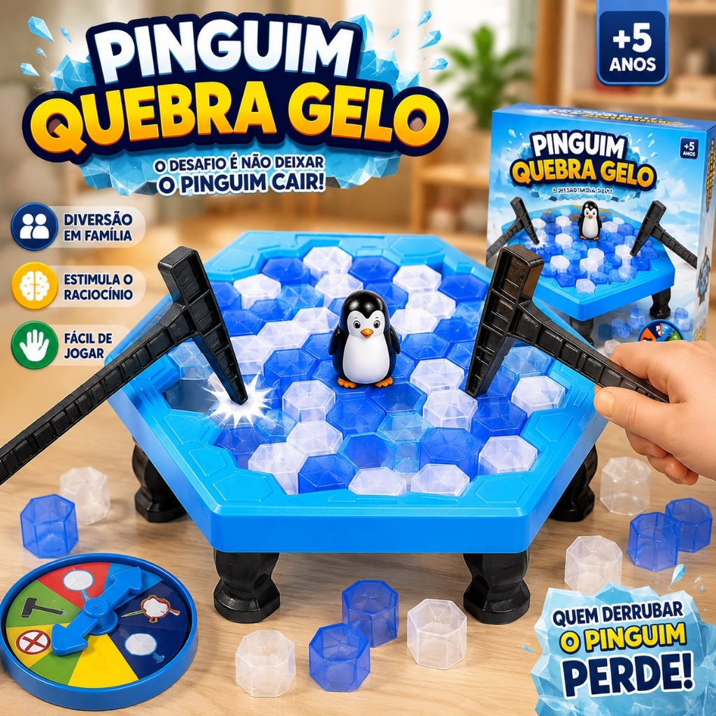Jogo Pinguim Quebra Gelo Numa Fria Brinquedo Infantil Jogo de Mesa Educativo Diversão em Família Presente Crianças